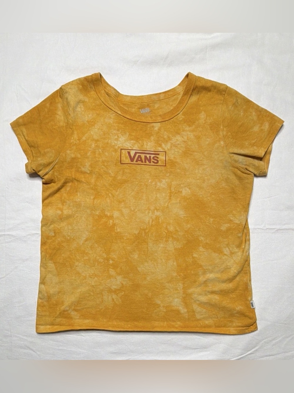 VANS M Yellow Tie-Dye Graphic Crew Neck Short Sleeve Cotton T-Shirt